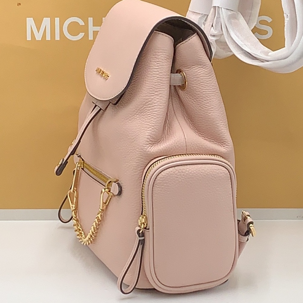 MICHAEL KORS 
Jet Set Medium Pebbled Leather Backpack POWDER BLUSH COLOR - Picture 4 of 16